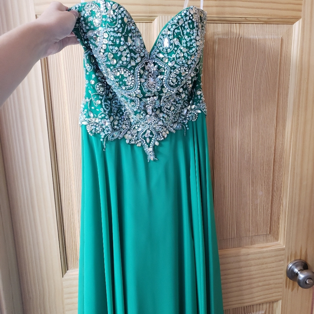 Green Formal Dress with a Beaded-top